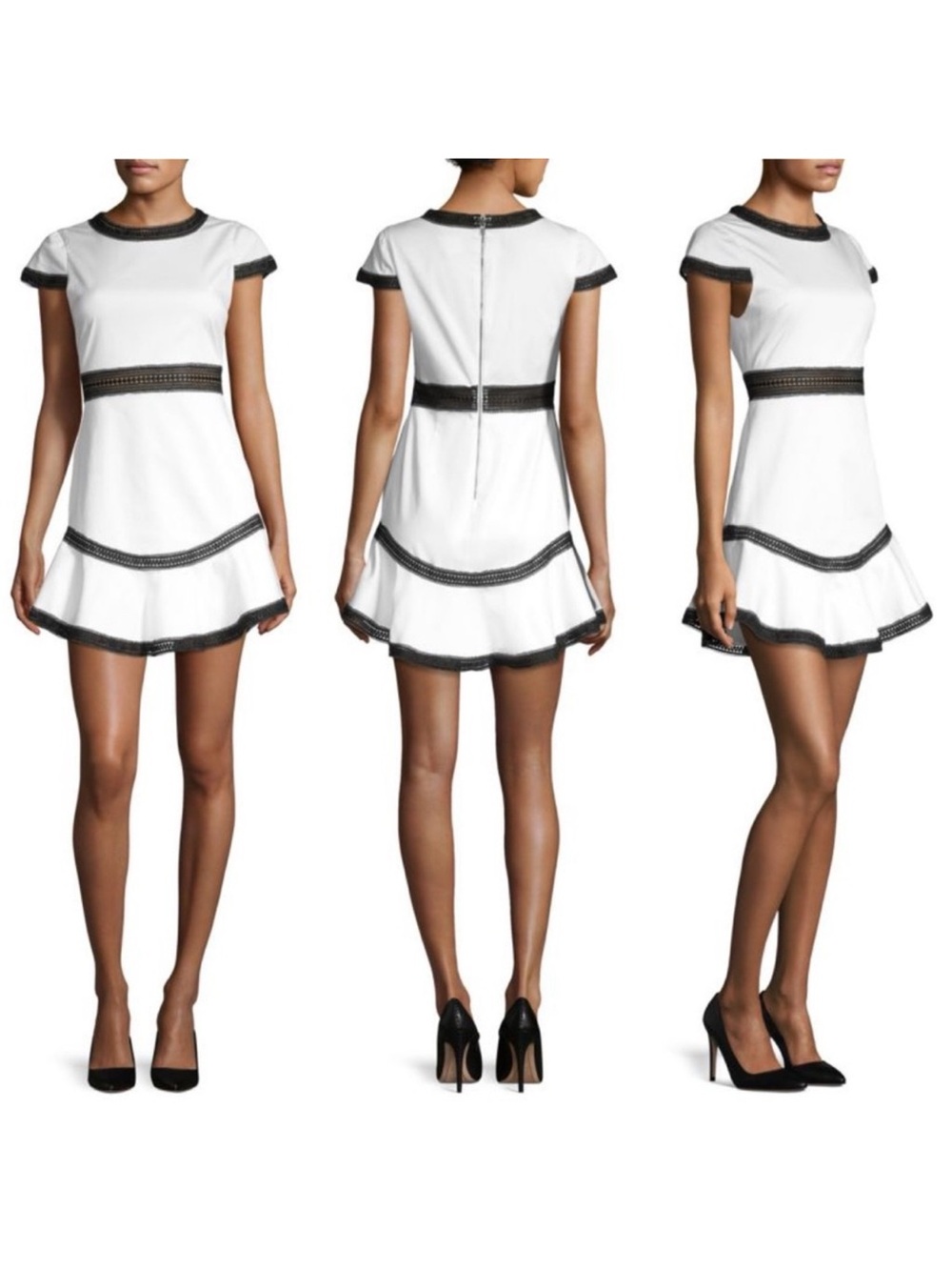 Alice + Olivia Rapunzel Mini Dress in White and Black